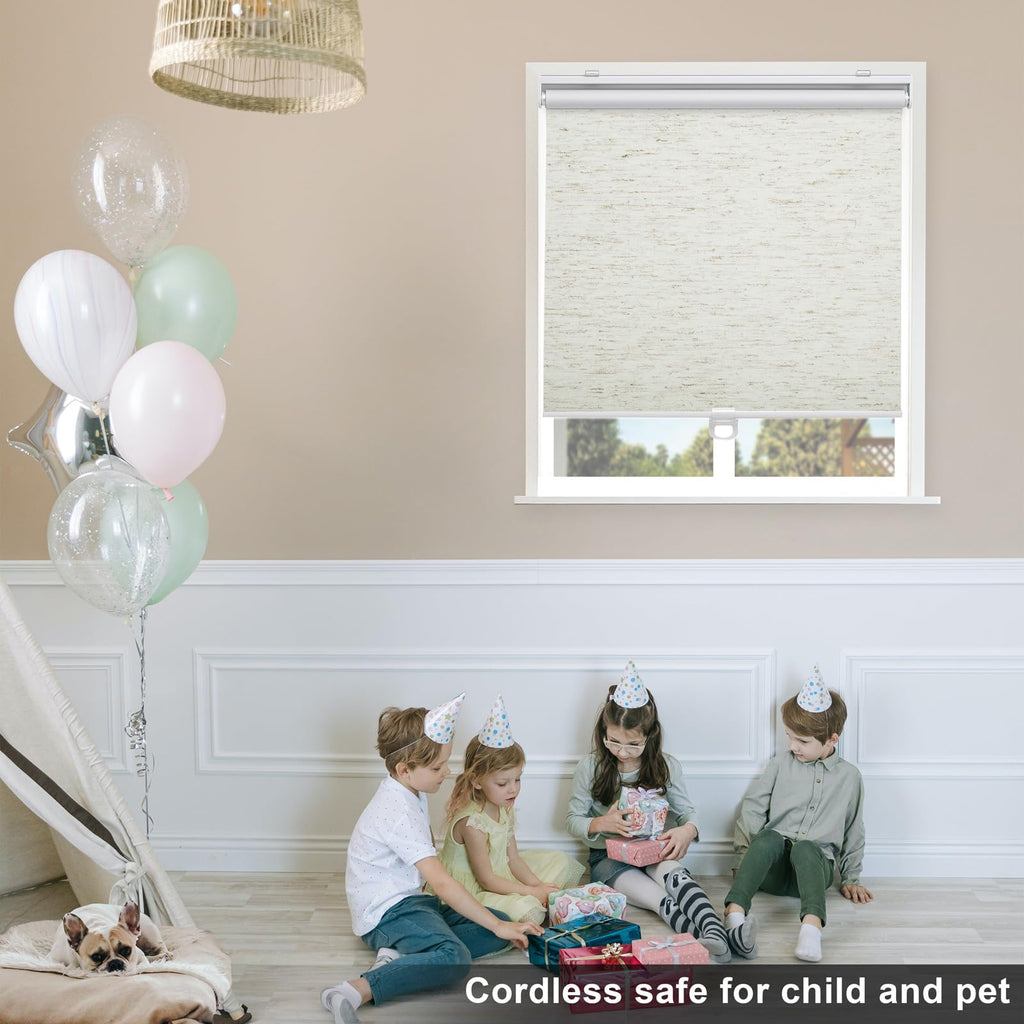 Blackout Cordless Roller Shades Blinds, Linen Beige