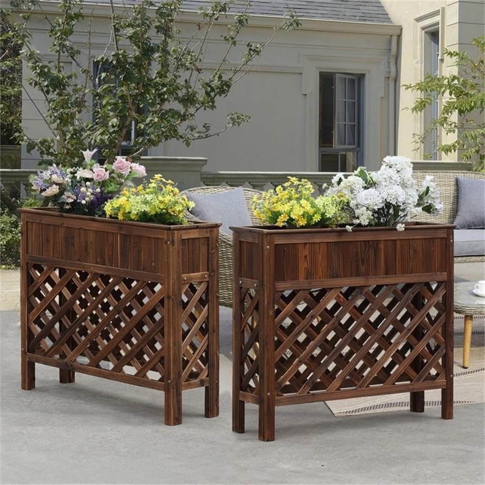 Planters & Potts Large Raised Patio Planter, Weathered Cedar