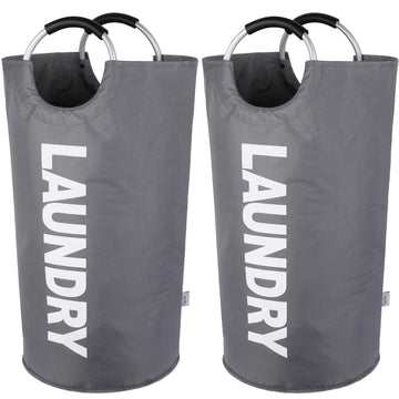 2-Pack Large Laundry Basket, Laundry Hamper Bag with Handles, 95L Dark Grey