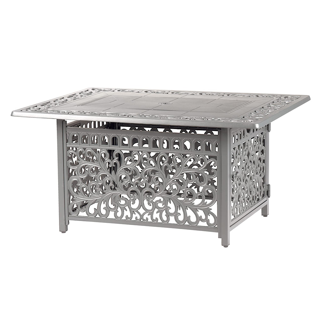 Rectangular 48 in. x 36 in. Aluminum Propane Fire Pit Table, Glass Beads, Two Covers, Lid, 57, 000 BTUs in Grey Finish