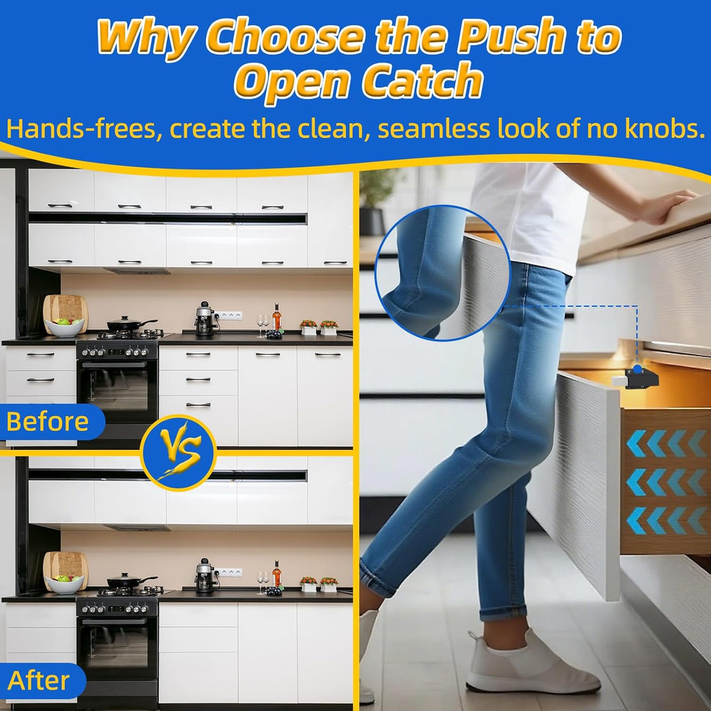 Touch Latch Heavy Duty Push Open Cabinet Hardware Magnetic Push Spring Latch for Large Door Release Latch Pop up Hidden