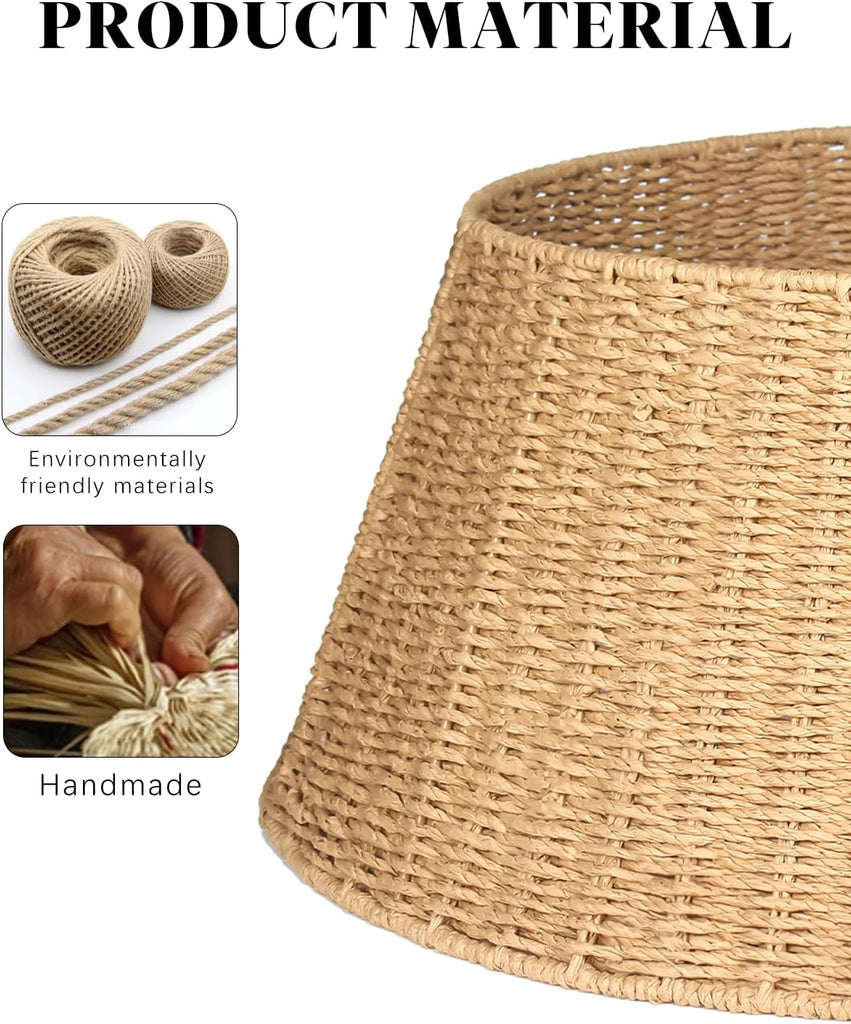 Rustic Farmhouse Christmas Tree Collar - Holiday Decorations - Natural Woven Wicker Tree Base Cover, Basket Ring for