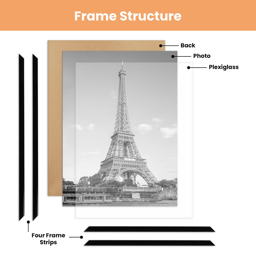 18x24 Poster Frame, Easy Slide-In Assembly, Black, 3 Pack