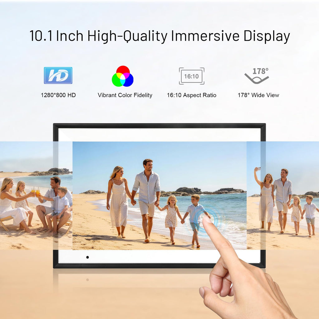 Digital Picture Frame, 10.1 Inch Digital Photo Frame with 1280 * 800 HD IPS Touch Screen, Smart Digital Frame