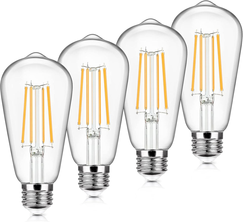 4-Pack Vintage LED Edison Bulbs 100W Equivalent 1400LM High Brightness 8W ST58 LED Filament Light Bulbs 3000K Warm