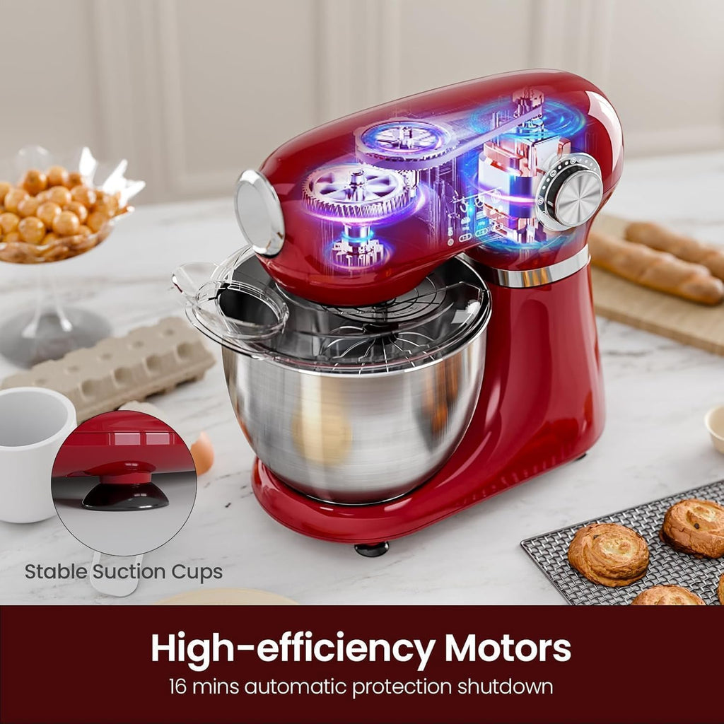 5.5QT 12-Speed Electric Stand Mixer, Tilt Head Kitchen Mixer, Red