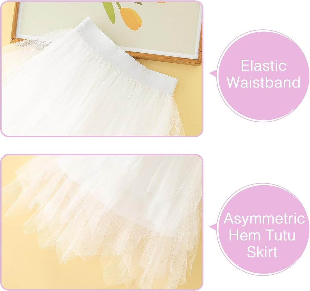 Girls Sweet Layered Mesh Skirt Party Birthday Dance Princess Skirt