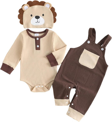 Baby Boy Clothes Corduroy Overalls & Knit Romper Fall Winter Outfits