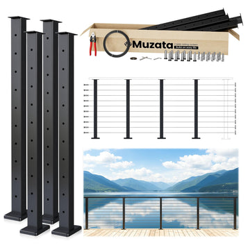 12-16ft Modular Cable Railing Kit for Deck Surface Mount 36in RW17