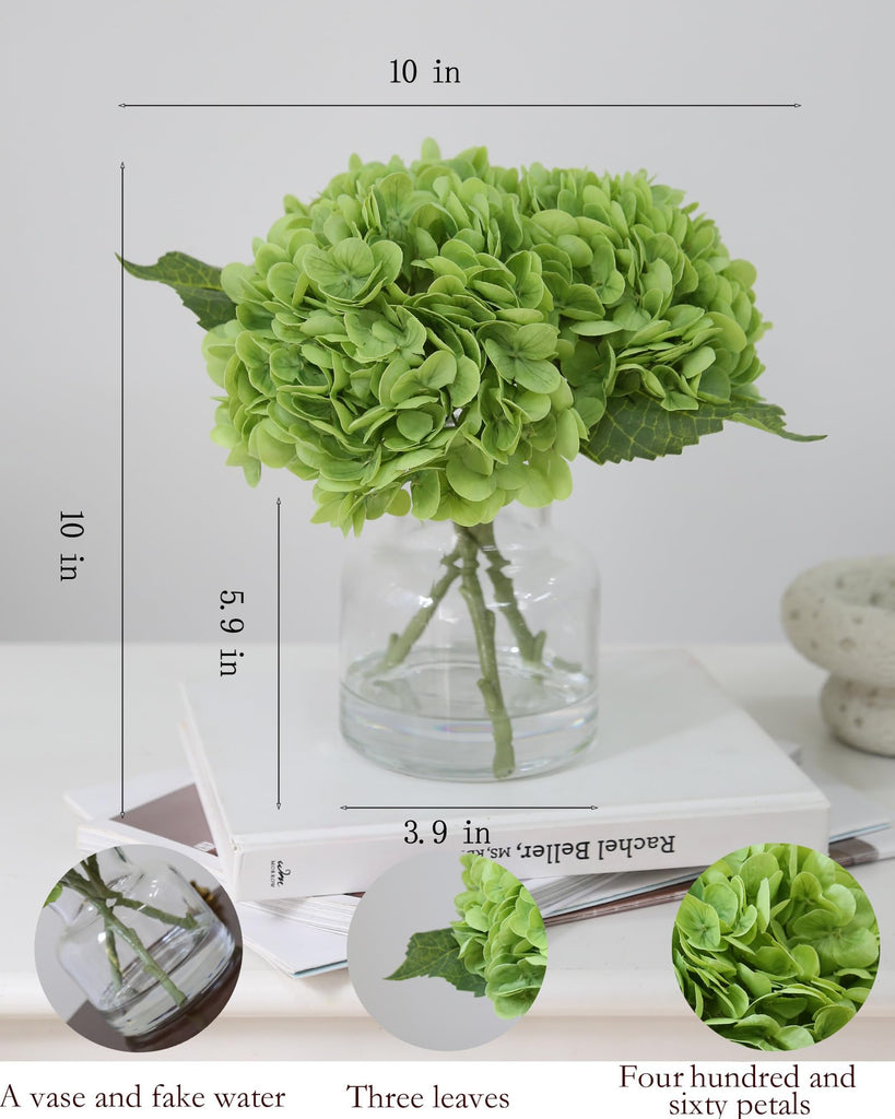 Lifelike Artificial Hydrangea Arrangement in Decorative Vase - Real Touch Fake Flowers or Water Bar Decor, Elegant