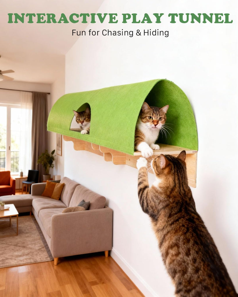 18 in 1 Solid Wood Cat Wall Shelves for Large Spaces & Multi-Cat Homes
