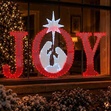 49-Inch Large Outdoor Christmas Decorations Joy Lighted Sign Outdoor Nativity Scene Christmas Yard Signs Holiday