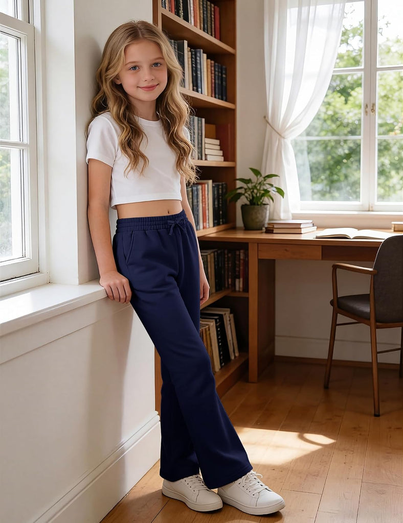 Girls Uniform Pants Flare Sweatpants Joggers Pants Preppy Clothes