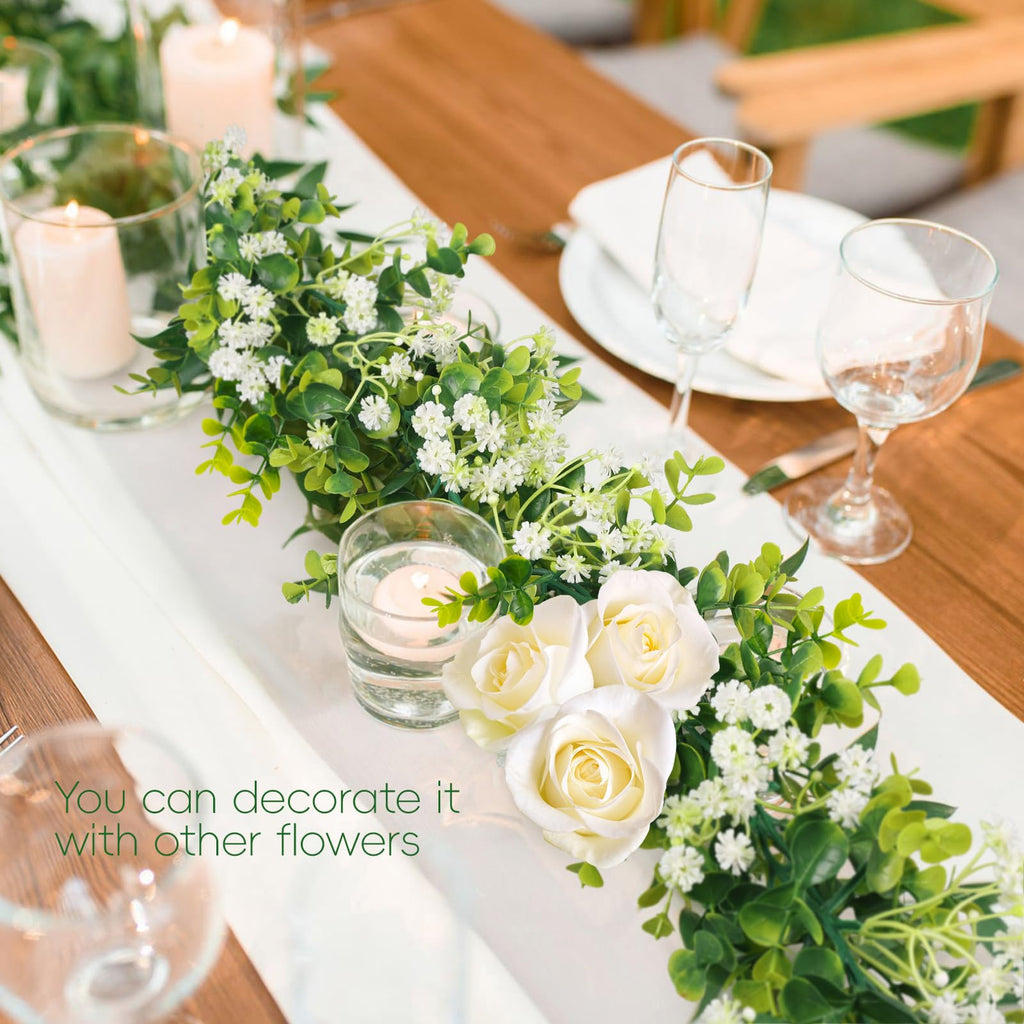 6FT Eucalyptus Garland with Flowers, 6 Pack Artificial Greenery Garland Hanging Summer Eucalyptus Garland Suitable
