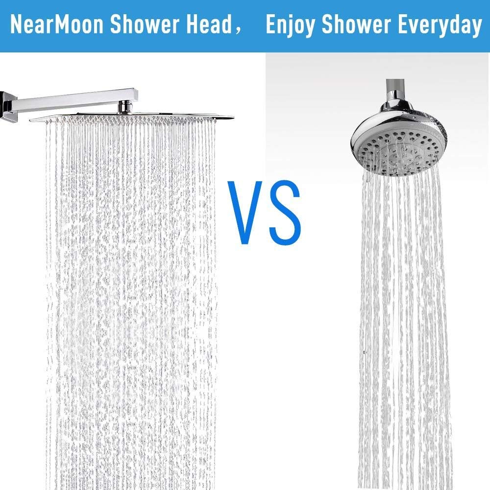 Rain Shower Head, High Flow Stainless Steel Square Rainfall Shower, Waterfall Bath Shower Body Covering, Ceiling or