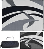 Outdoor Patio / RV Camping Mat - Swirl (Black/White, 9-Feet x 12-Feet)