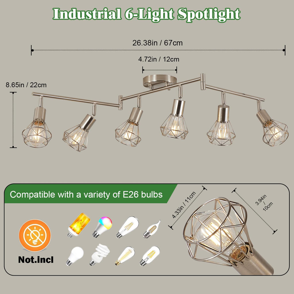 Farmhouse Track Lighting Fixtures Ceiling with Flexibly Rotatable Light Heads - Kitchen Lights Ceiling Mount