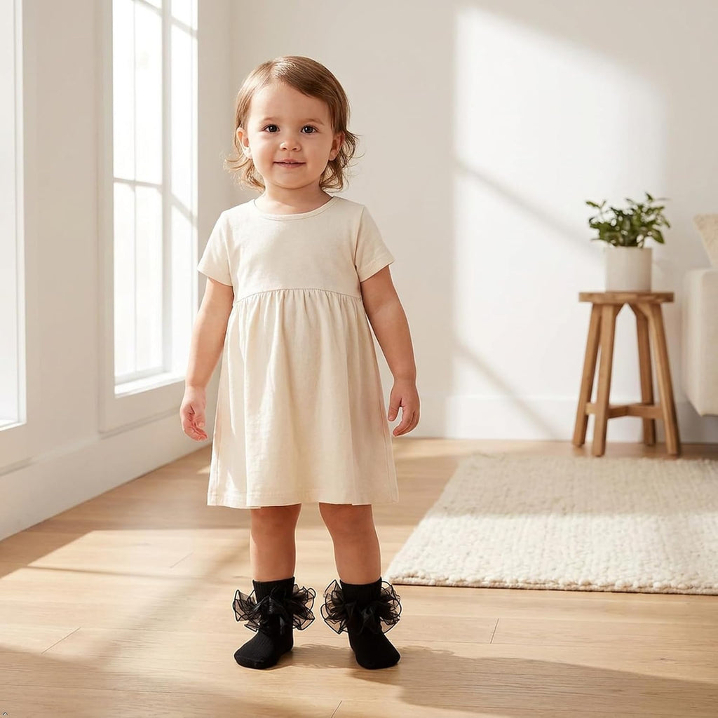 Double Lace Turn Cuff Frilly Church Dress Socks