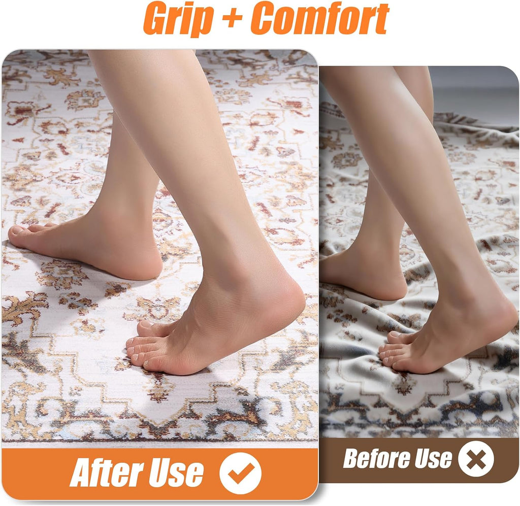 Non-Slip Rug Pad 5' x 7' - Felt & Rubber Underlay in Dark Gray, Waterproof & Grippy for Hardwood, Tile, Laminate