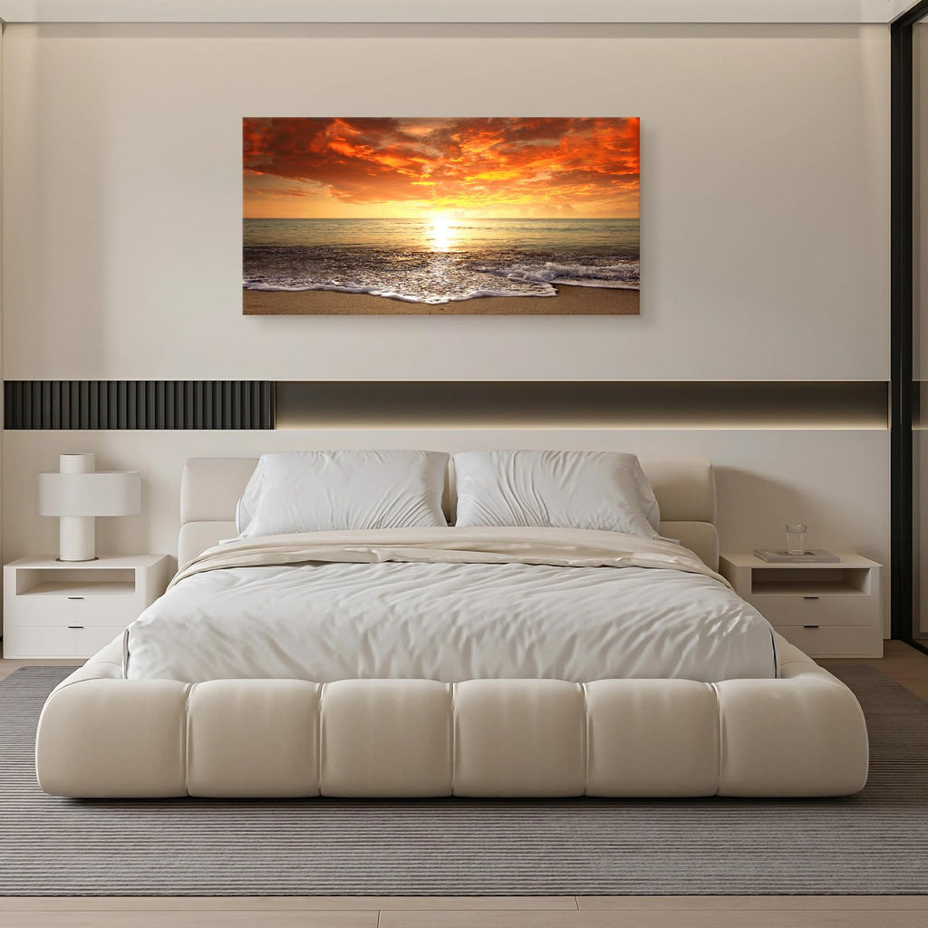Canvas Prints Wall Art Sunset Ocean Beach Pictures Photo Paintings Bedroom Home Decorations Modern Stretched
