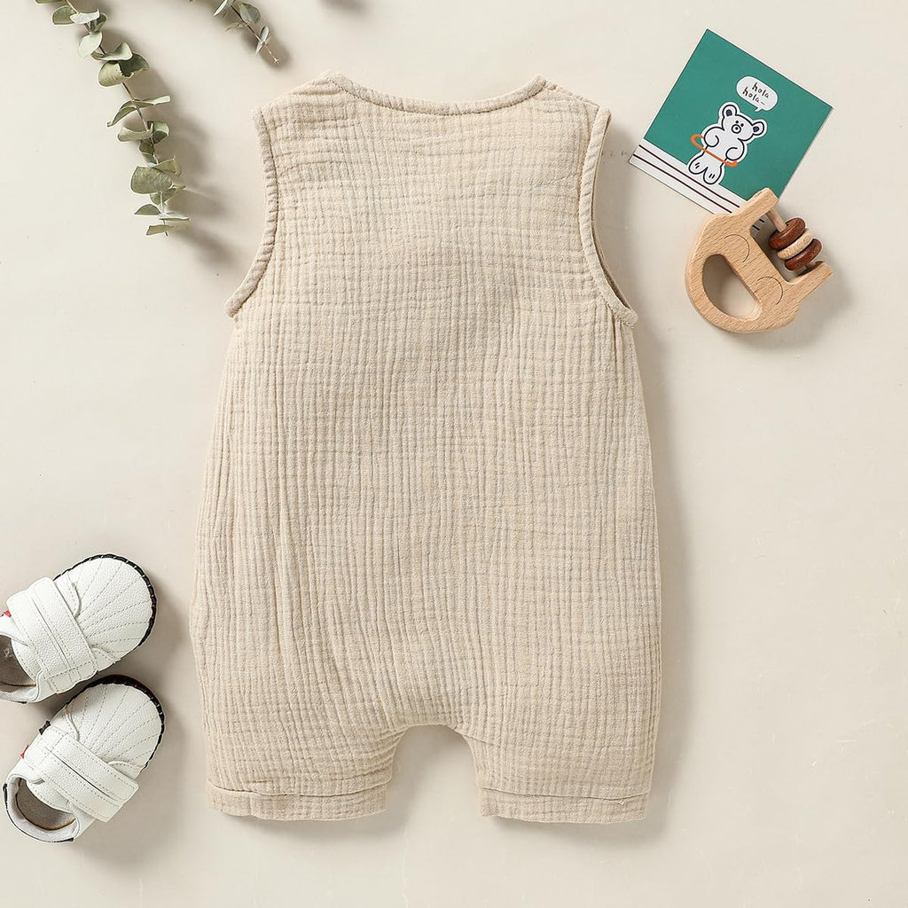 Infant Newborn Baby Boys Girls Cotton Linen Romper Summer Jumpsuit Sleeveless Overalls Clothing Set