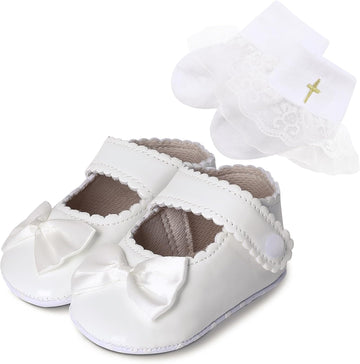 Baby Girls Baptism Shoes Toddler Bowknot Mary Jane Shoes