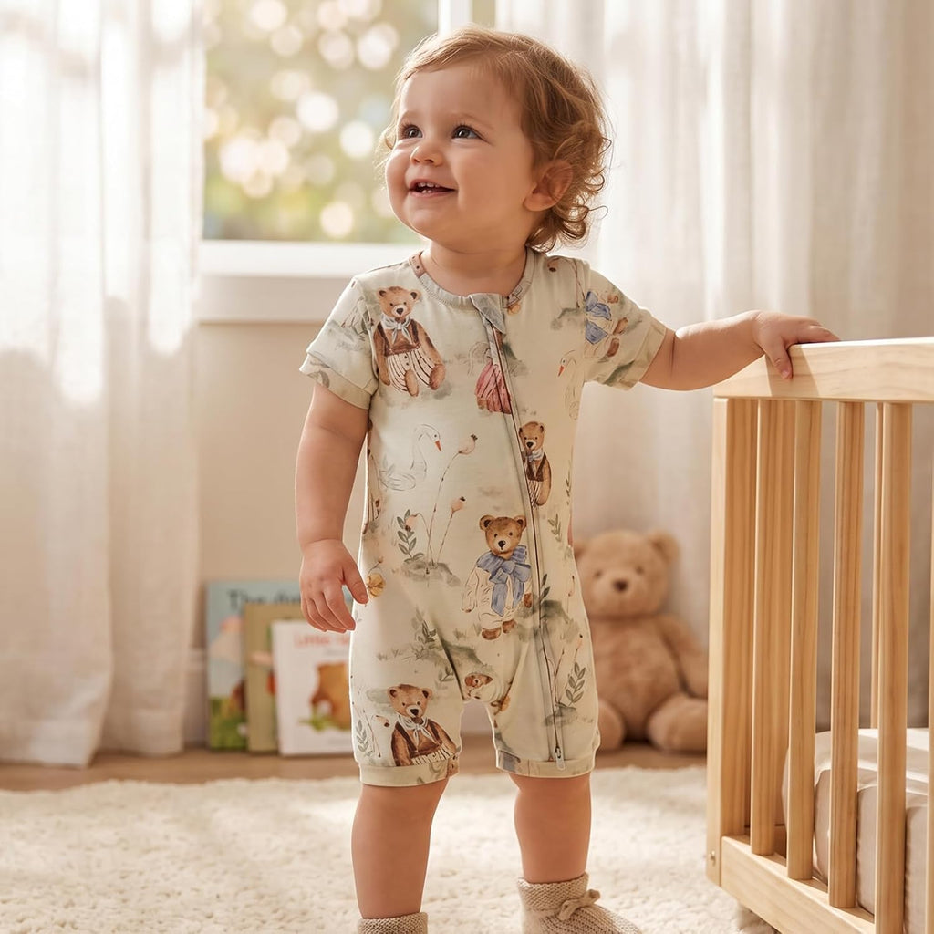 Organic Cotton Baby Romper for Boys & Girls, Short Sleeve Fairy Tale Jumpsuit, Soft & Breathable Summer Outfit