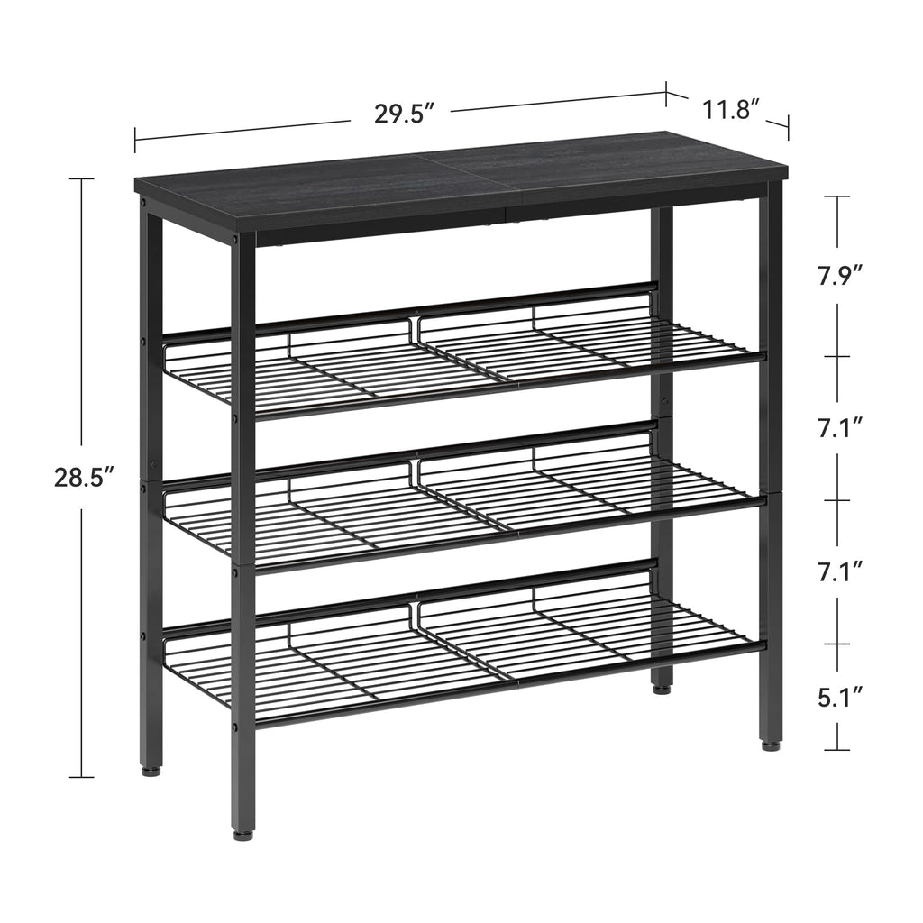 Shoe Rack for Closet, 4 Tier Shoe Organizer, Shoe Shelf with Storage Shelves and Spacious Top, Max Holds 16 of
