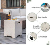 2-Piece Outdoor Propane Fire Pit Table Set w Tank Table, 28" Terrazzo Round Fire Table (Certified, 40,000 BTU) w 16" Tank Cover Side Table 20lb - Image 5