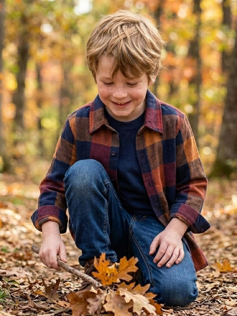 Boys Plaid Flannel Button Down Long Sleeve Shirt Jacket