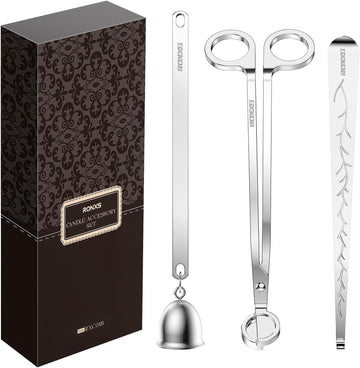3 in 1 Candle Wick Trimmer Set, Snuffer, Dipper, Cutter, Silver