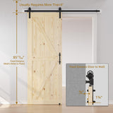 36in x 84in Sliding Barn Door with 6.6ft Barn Door Hardware Kit Included, Unfinished Solid Spruce Wo