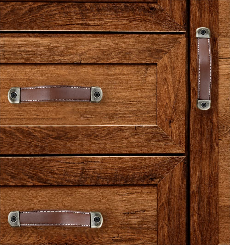Leather Drawer Pulls with Iron Sheet Enhanced Bearing Capacity 6pcs Cabinet Pulls Wooden Box Pulls Gift Box Leather