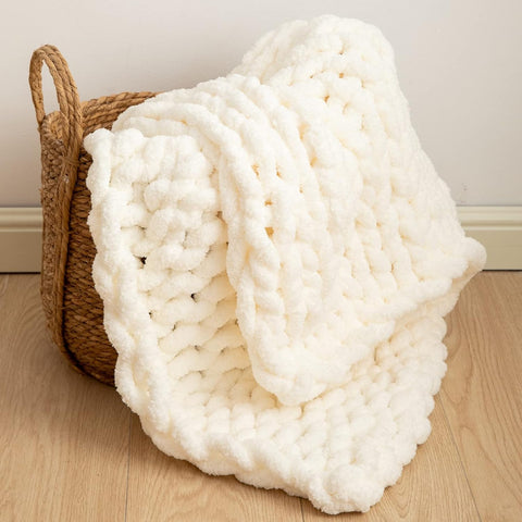 Chunky Knit Blanket Throw 40"×40" Knitted Throw Blankets