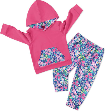 Toddler Girl Clothes Hooded Sweatshirt+Floral Pants 2Pcs Toddlers Girls Outfits Sweatsuits