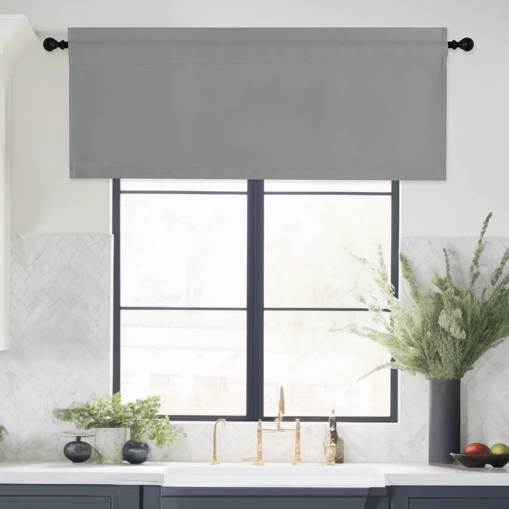 4 Panels Silver Grey Bathroom Curtains Window Valance