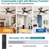 Low Profile Flush Mount Ceiling Fan with Lights - 44IN Modern Indoor/Outdoor Ceiling Fan Light with Remote/APP, Reversible DC Motor with 6 Speeds, Dimming, Brown A101-B0DC2M5QDL