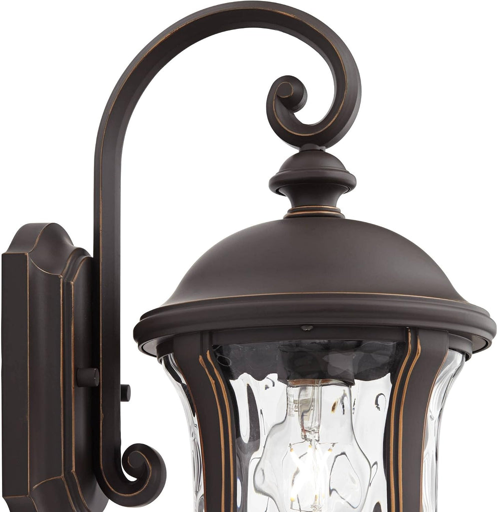 Park Sienna 16 3/4" Bronze Scroll Outdoor Wall Light with Clear Hammered Glass