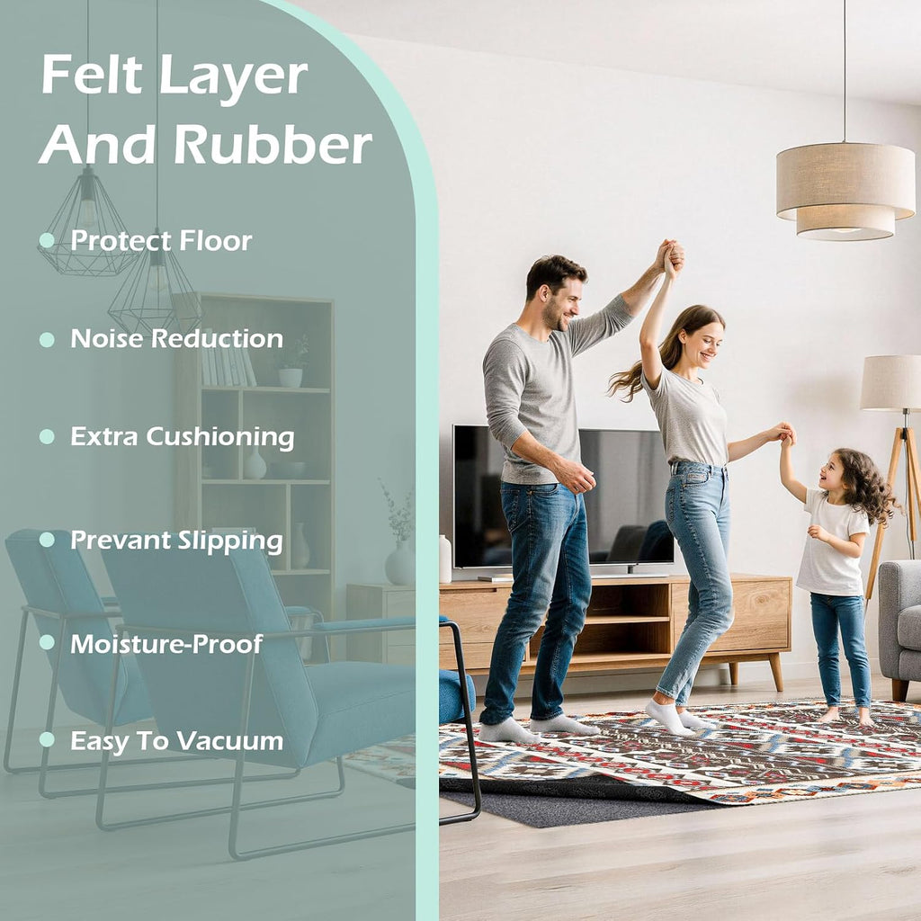 Non-Slip Rug Pads,9x12ft Waterproof Rug Pad,Carpet Pad for Hardwood,Tile,All Floors - Floor Protection,Cushioning - Set of 108