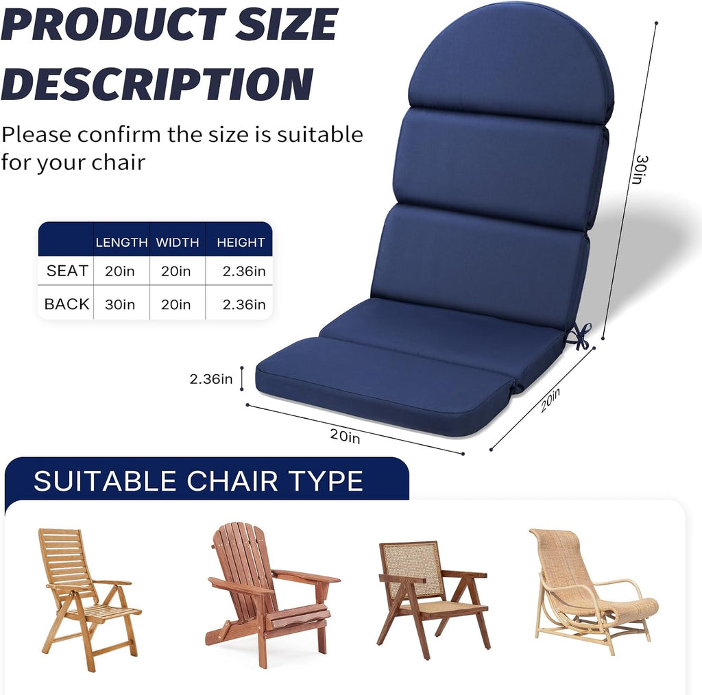 Adirondack Chair Cushion, 50x20 in Outdoor Rocking Seat Pad, 1 Pack | Navy Blue Replacement High Back Cushion
