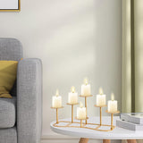 Fireplace Candelabra Fireplace Candle Holder for Inside Fireplace - 6 Arms Gold Candle Stand for Pillar Candles