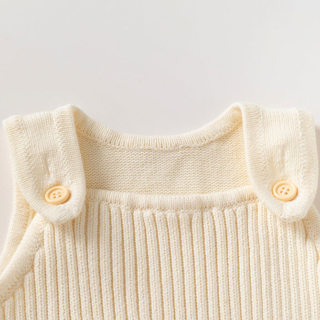 100% Cotton Baby Knitted Romper, Ribbed Sleeveless Jumpsuit for Infants and Toddlers Overall Bodysuit Newborn Gifts
