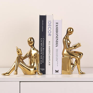 Ceramic Decorative Bookends, Book Ends for Shelves, Home Office Decor | Aesthetic Statues Book Holders Stoppers for