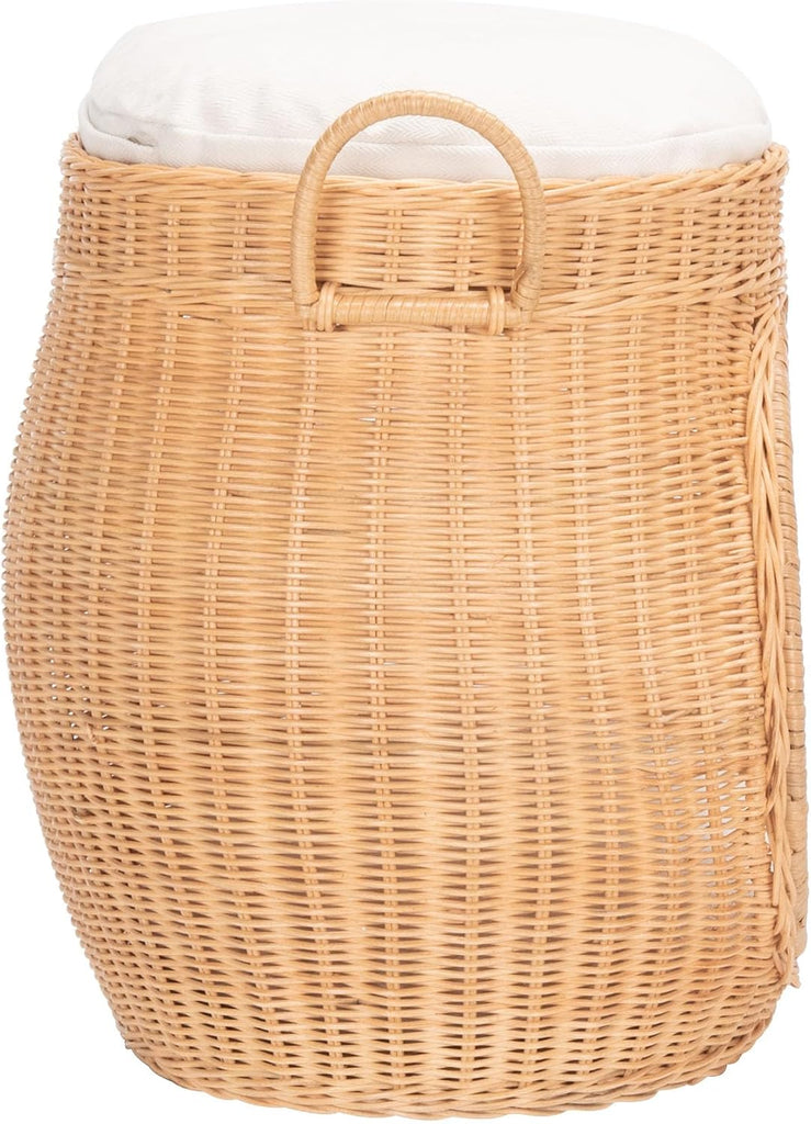 Coastal Rattan Cat Bed, 20.1" White/Honey Natural