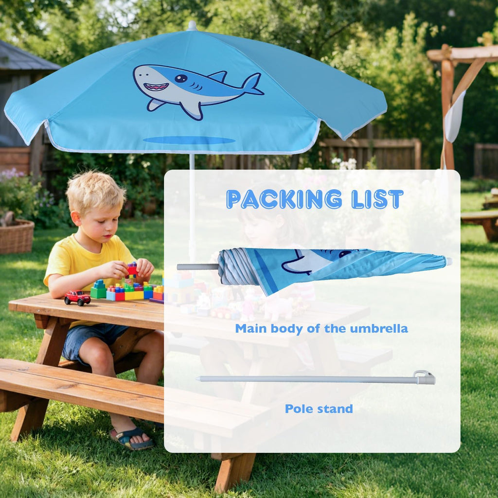 5ft Kids Beach Umbrella for Picnic, Water Table, Sand Box Sun Shade