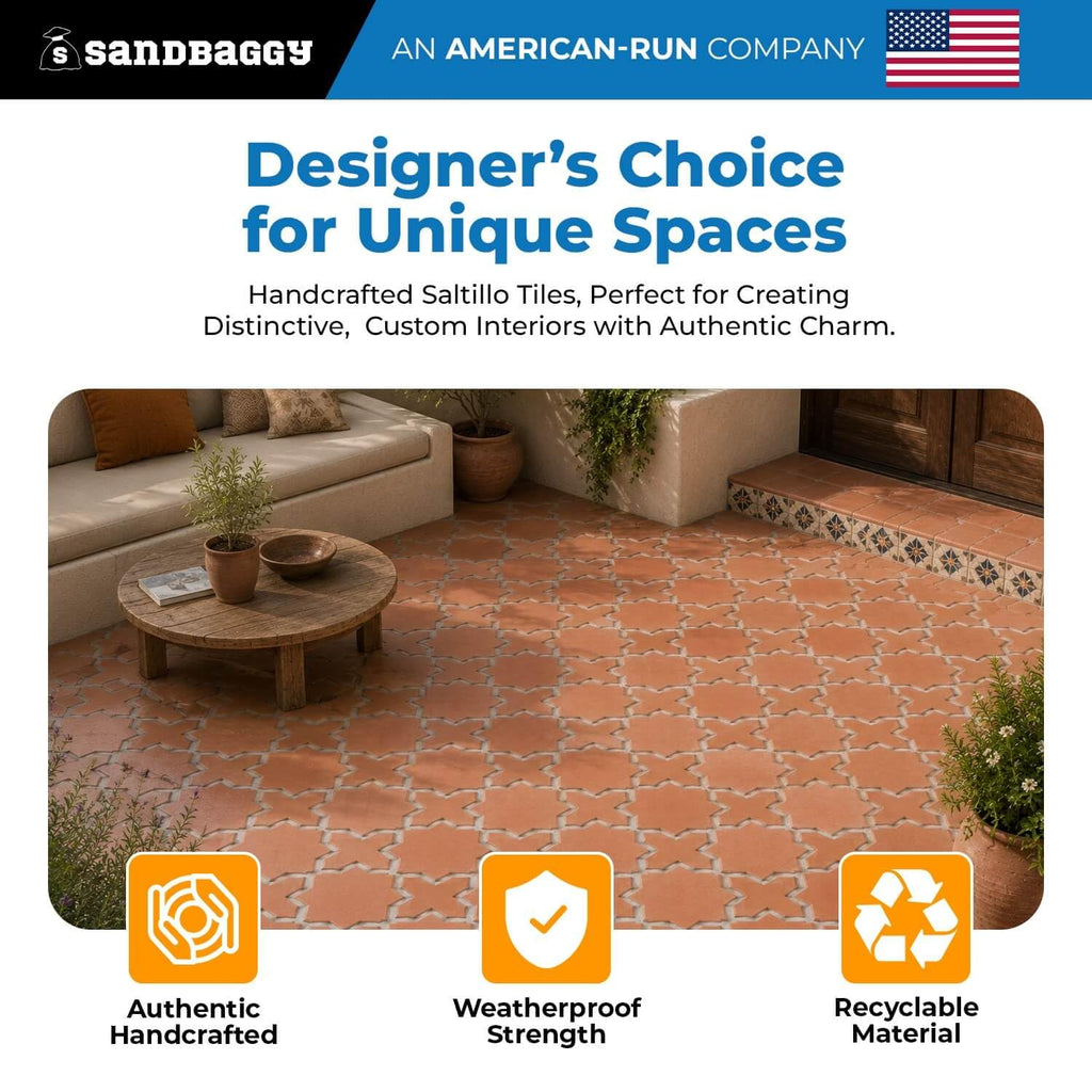 Lincoln Star & Cross Saltillo Terracotta Tile | Unsealed Handmade Mexican Tile - (10, Star & Cross Tile)