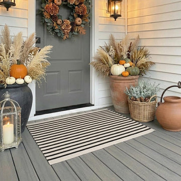 2x3 Outdoor Layering Rug for Front Porch Small Striped Under Doormat