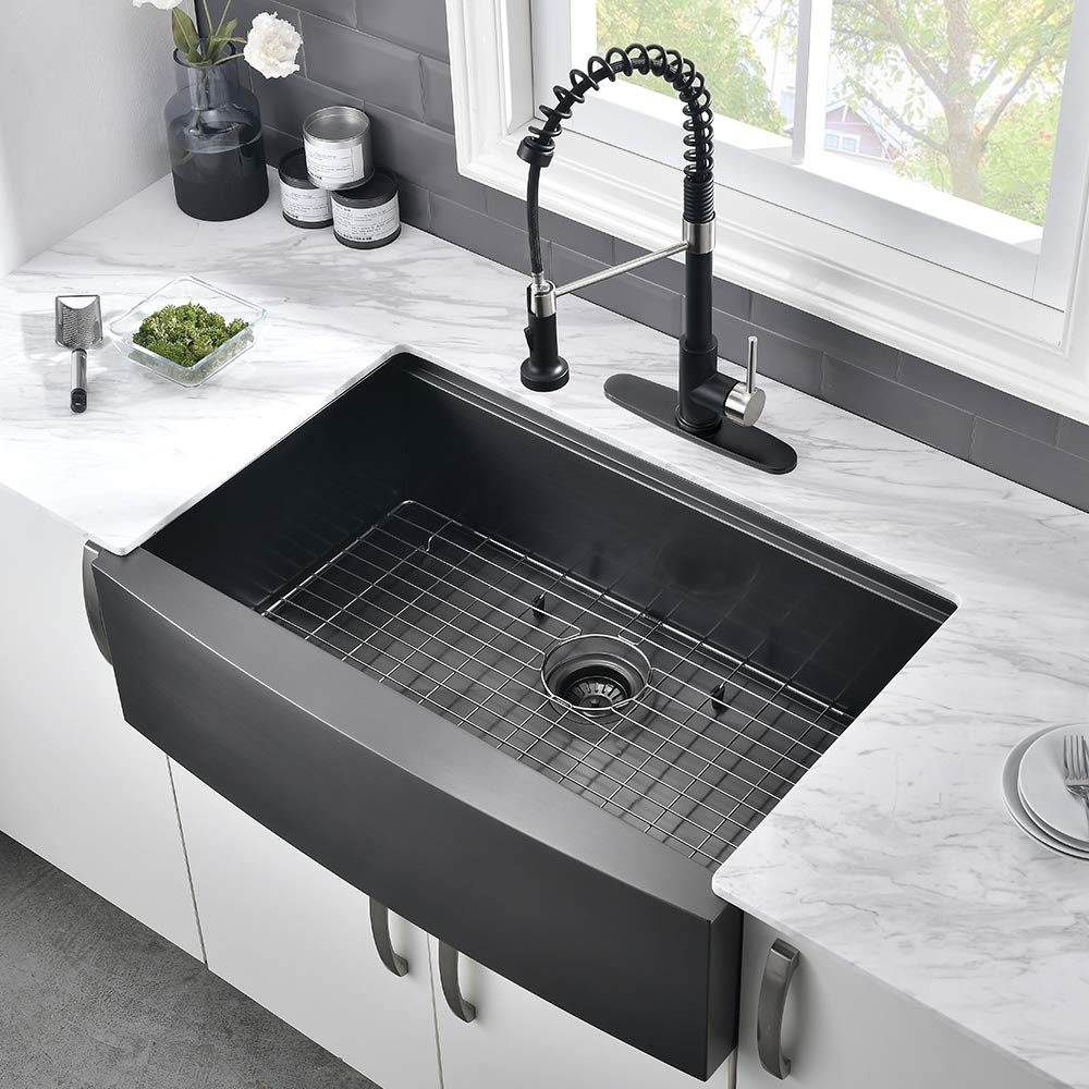 24 Inch Black Farmhouse Sink Apron Front Kitchen Sinks Workstation
