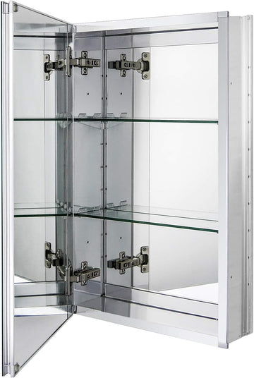 15 x 24 Medicine Cabinet, Recessed Mount Only, Two Adjustable Glass Shelves | In-Wall Medicine Cabinet, Aluminum
