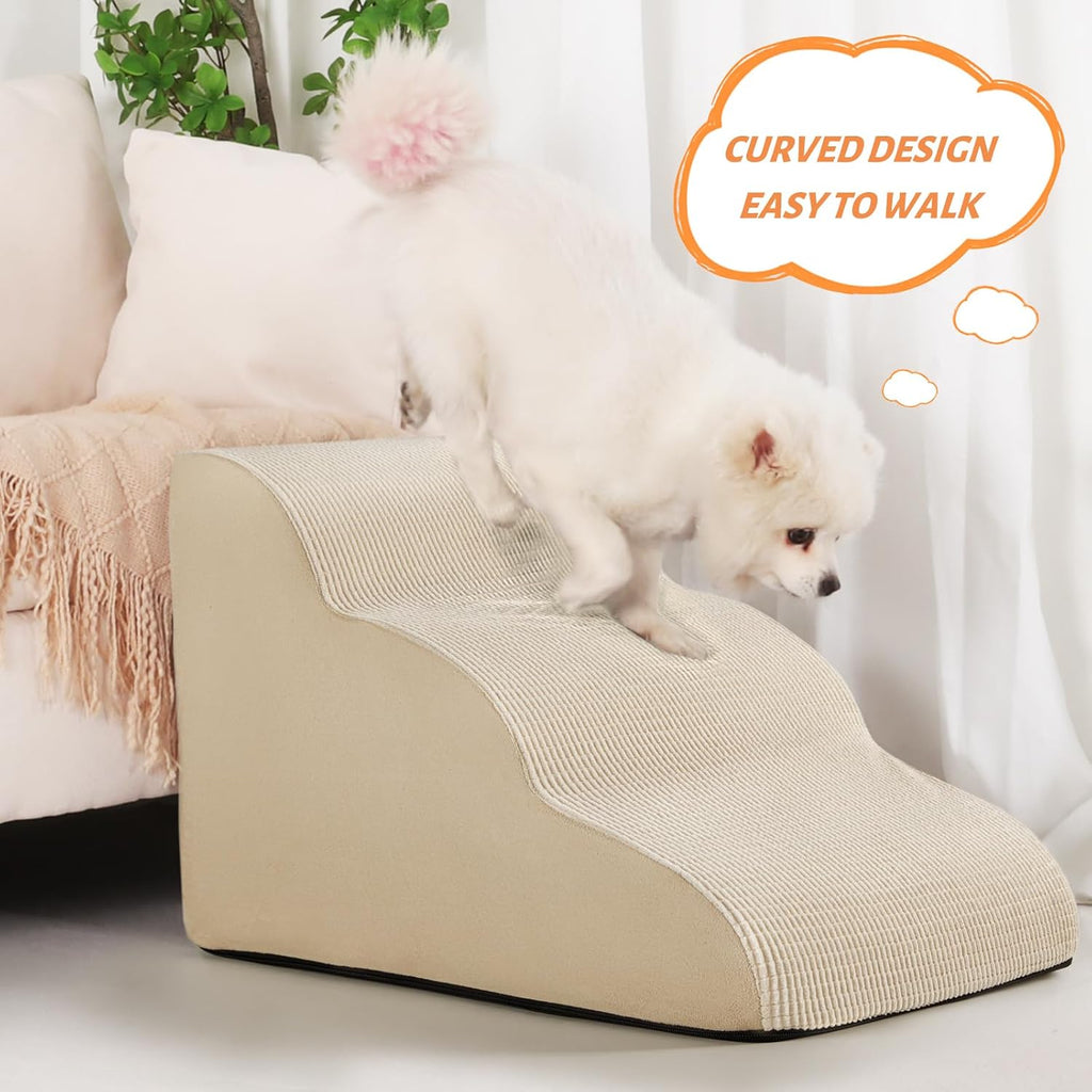 Dog Stairs for Small Dogs and Cats, 3-Step Pet Ramp for Couch, Chair